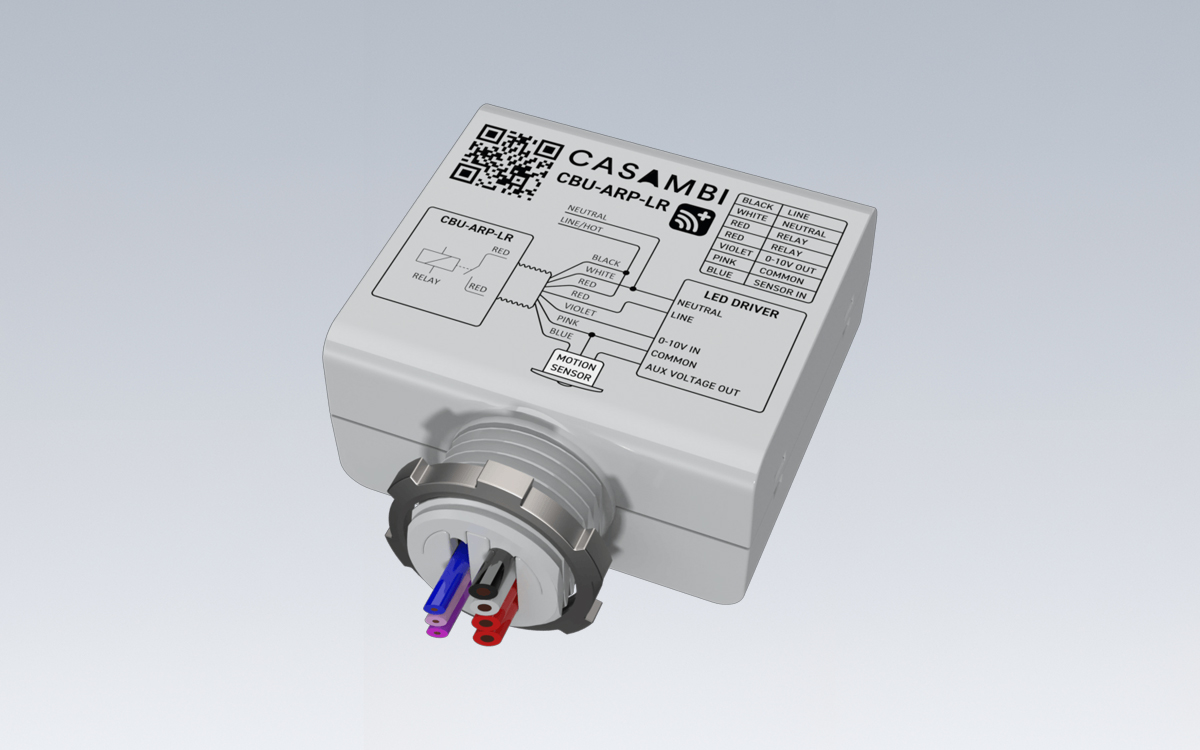 One-Channel LED Driver Controller with Motion Sensor Input, DALI Interface, and Casambi Wireless Mesh Control
