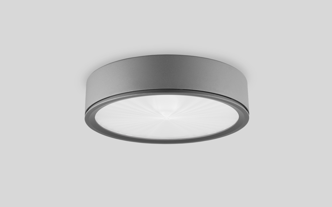 Outdoor LED Ceiling Light with Prismatic Diffuser for Parks, Entrances, and Pathways