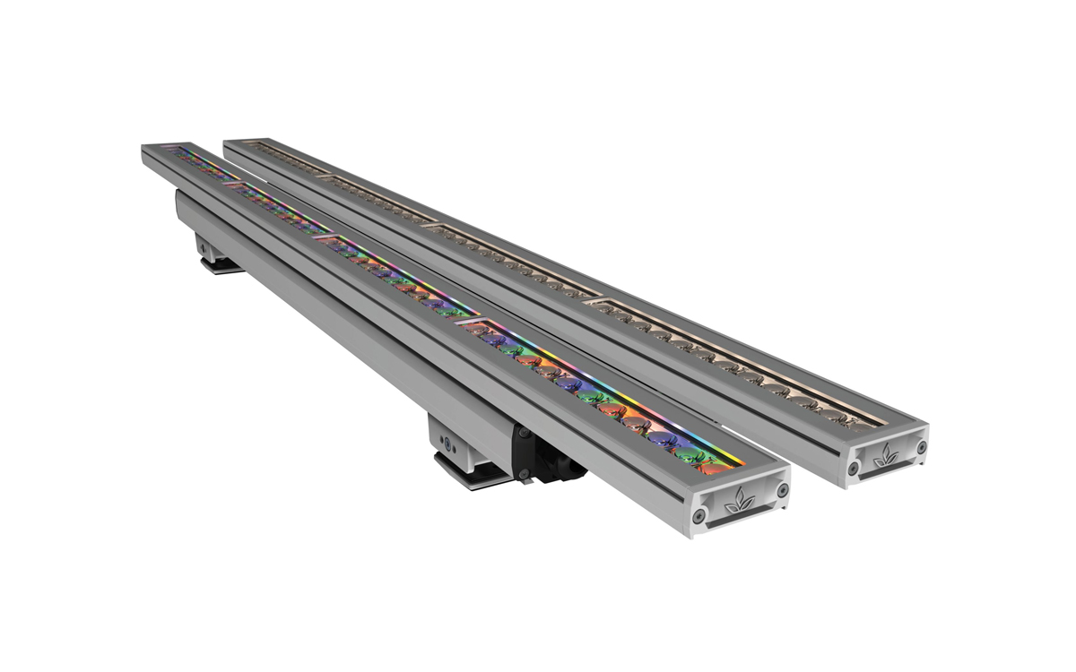 Outdoor Linear LED Wall Grazing/Washing Fixture with RGBW, RGBA, Static/Tunable White Output for Architectural Façade Lighting