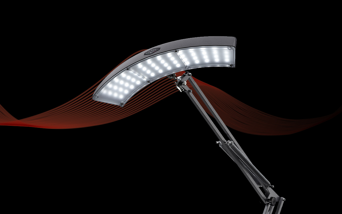 Pantograph-Arm Tunable White LED Task Light for Inspection, Assembly, and Technical Review Areas