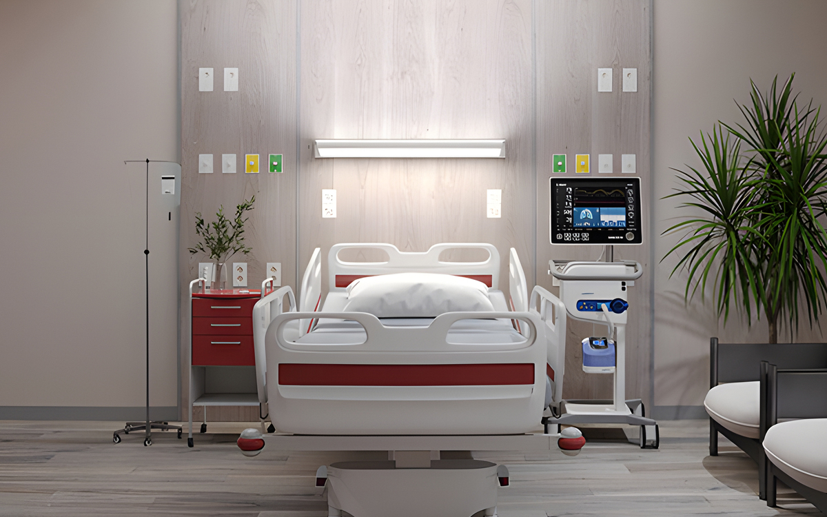Patient Room Headwall Light for Hospitals and Healthcare Facilities with Dimmable Ambient and Exam Controls