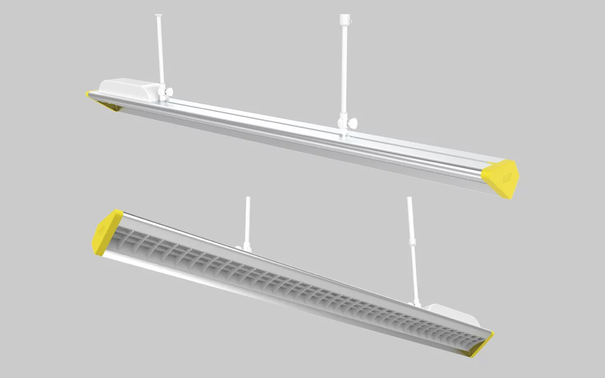 Pendant Mount LED Classroom Light with Glare Control, Flicker-Free Output, and RG0 Blue Light Safety