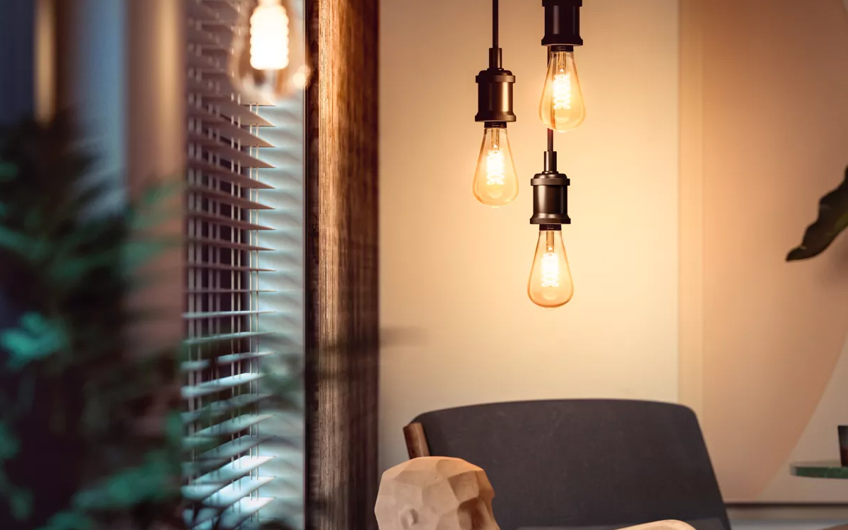 Philips Hue ST19/E26 Vintage Filament Smart LED Bulb with Bluetooth and Zigbee Connectivity