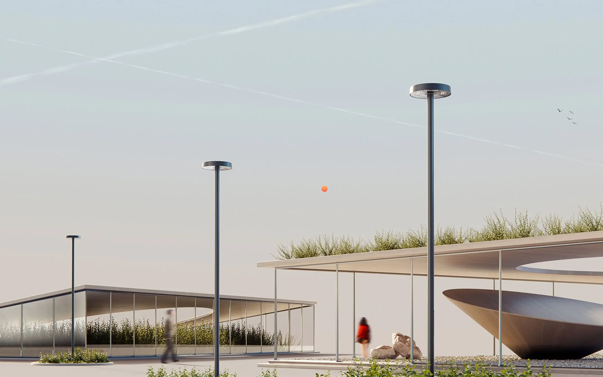 Post Top Light for Streets and Plazas with DALI and Zhaga Smart Control Options
