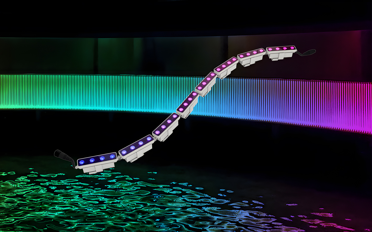 Programmable RGBW LED Wall Washer and Grazer for Bridges, Columns, Curved Façades, and Landscape Features