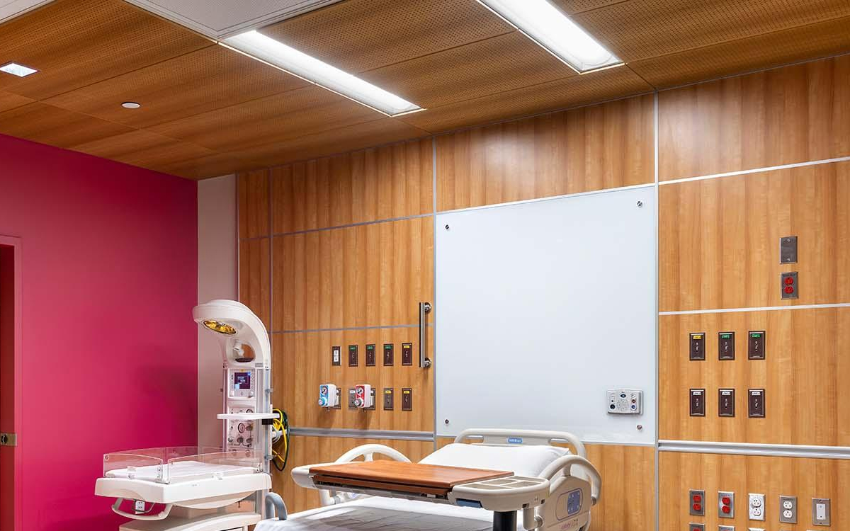 Recessed Hospital Patient Room Ceiling Light with Ambient, Reading, and Exam Functions