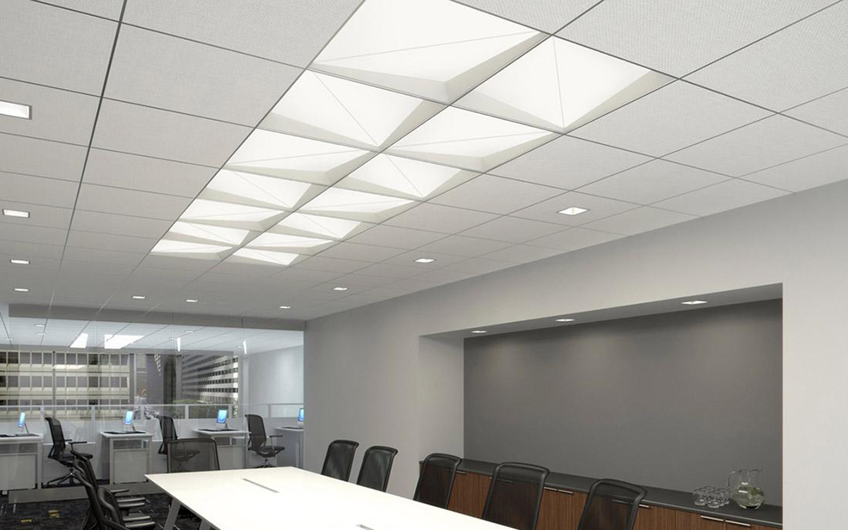Recessed LED Ceiling Light with Faceted Prism Lens with PoE, Lutron, and DALI Control for Smart Building Integration