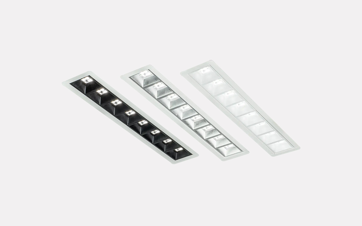 Recessed Linear LED Downlight with Low Glare Reflector for Office and Retail Lighting