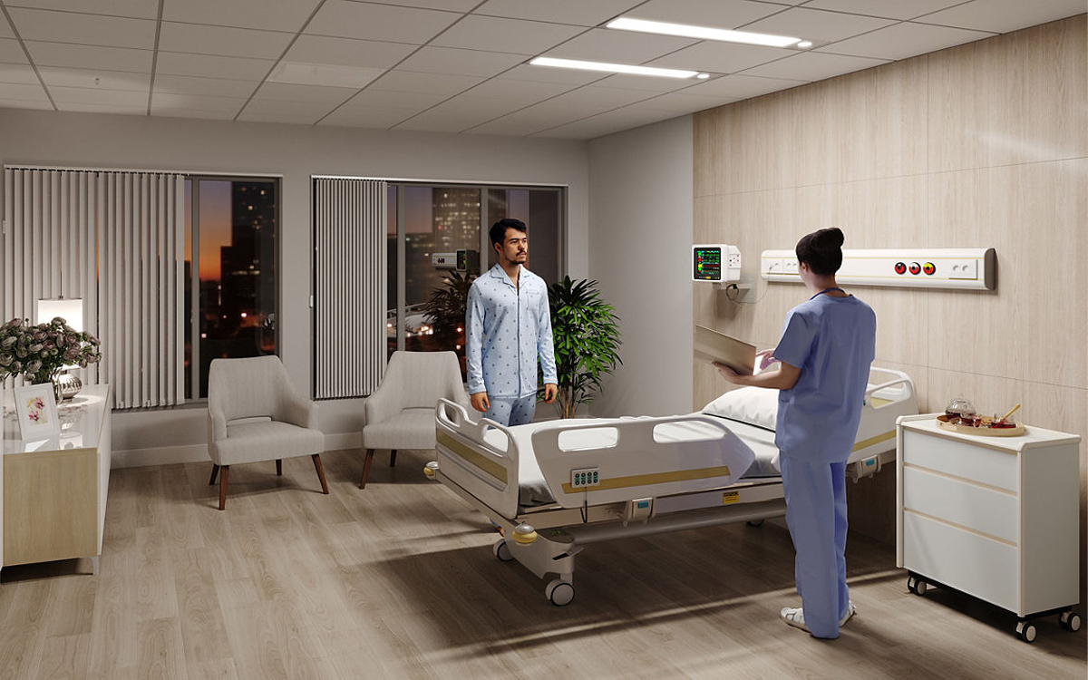 Recessed Linear LED Medical Light for Patient Rooms with Integrated Exam, Ambient, and Reading Modes