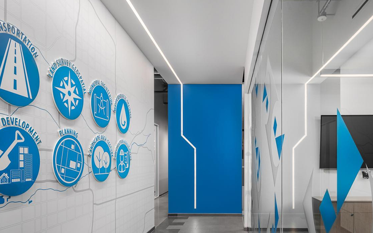 Recessed Linear Slot LED Lighting System with Wall to Ceiling Integration for Offices, Conference Rooms, and Commercial Spaces