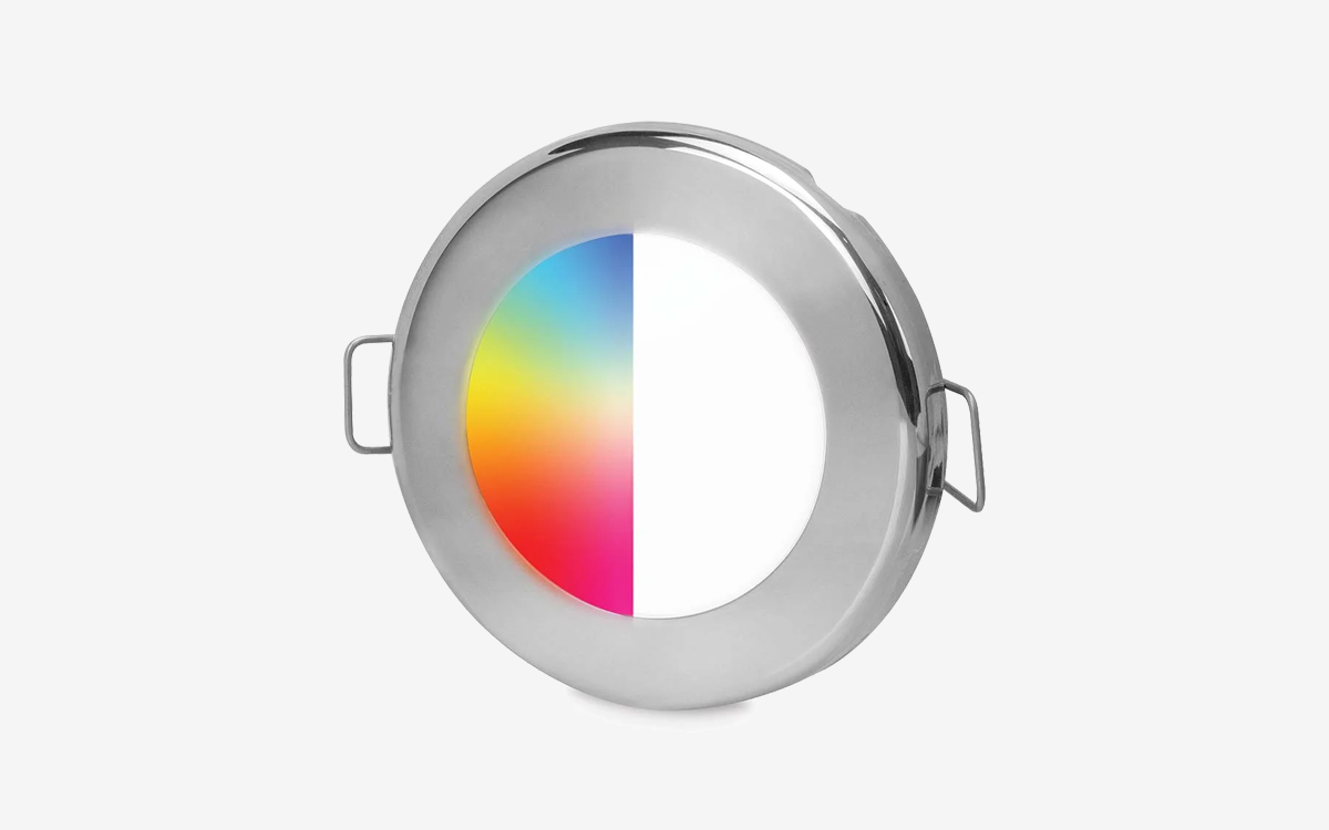 Recessed Marine RGB and White LED Downlight with Wireless Control for Deck and Cabin Lighting