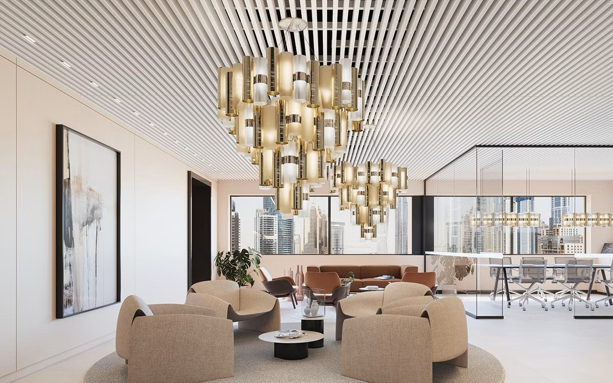 Retro-Inspired Chandelier Light with Integrated LED Ring and Sculptural Cylinder Design