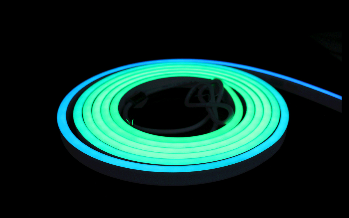 RGB+3000K LED Neon Strip Light with UCS2904 IC for Smooth Pixel Gradients and Dynamic Animations