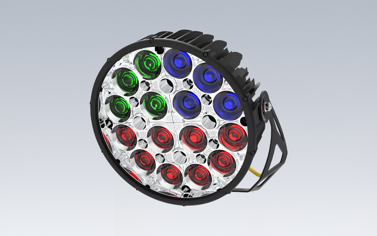 RGB LED Stadium Light with Full-Spectrum Color and Remote Power System for Professional Athletic Fields