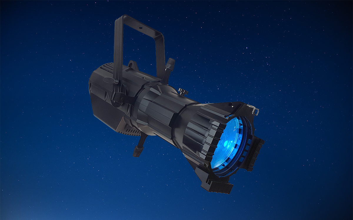 RGBW LED Ellipsoidal Spotlight Fixture with Strobe Effects, Gel Frame and Gobo Holder Compatibility
