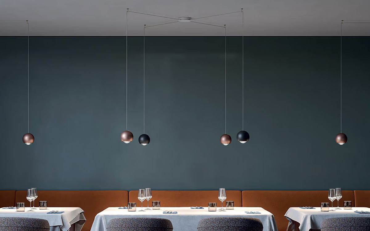 Round LED Pendant Light with Tiltable Convex Lens for Residential and Commercial Interiors