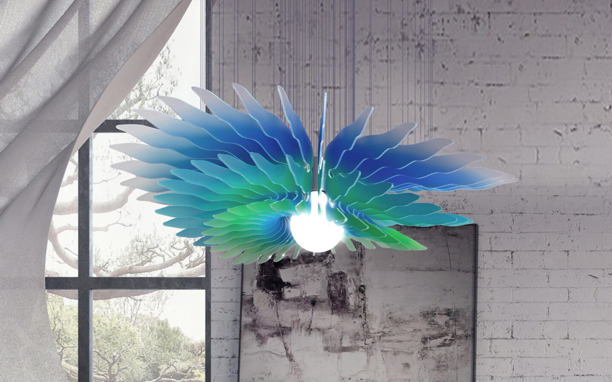 Sculptural Pendant Light with Artistic Acrylic Blade Arrangement for Contemporary Interiors