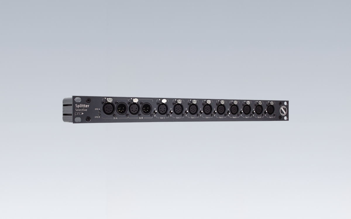 Selective 1U Dual-Channel DMX512 Splitter with RDM Filtering and Independent Per-Output Signal Source Configuration