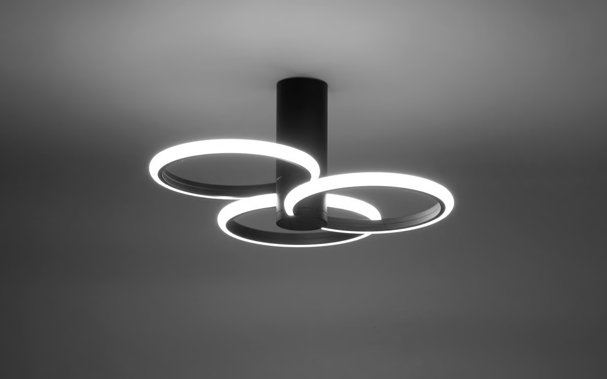 Semi-Flush Mount LED Ceiling Light with Delicate Geometric Ring Design and Clear Lines