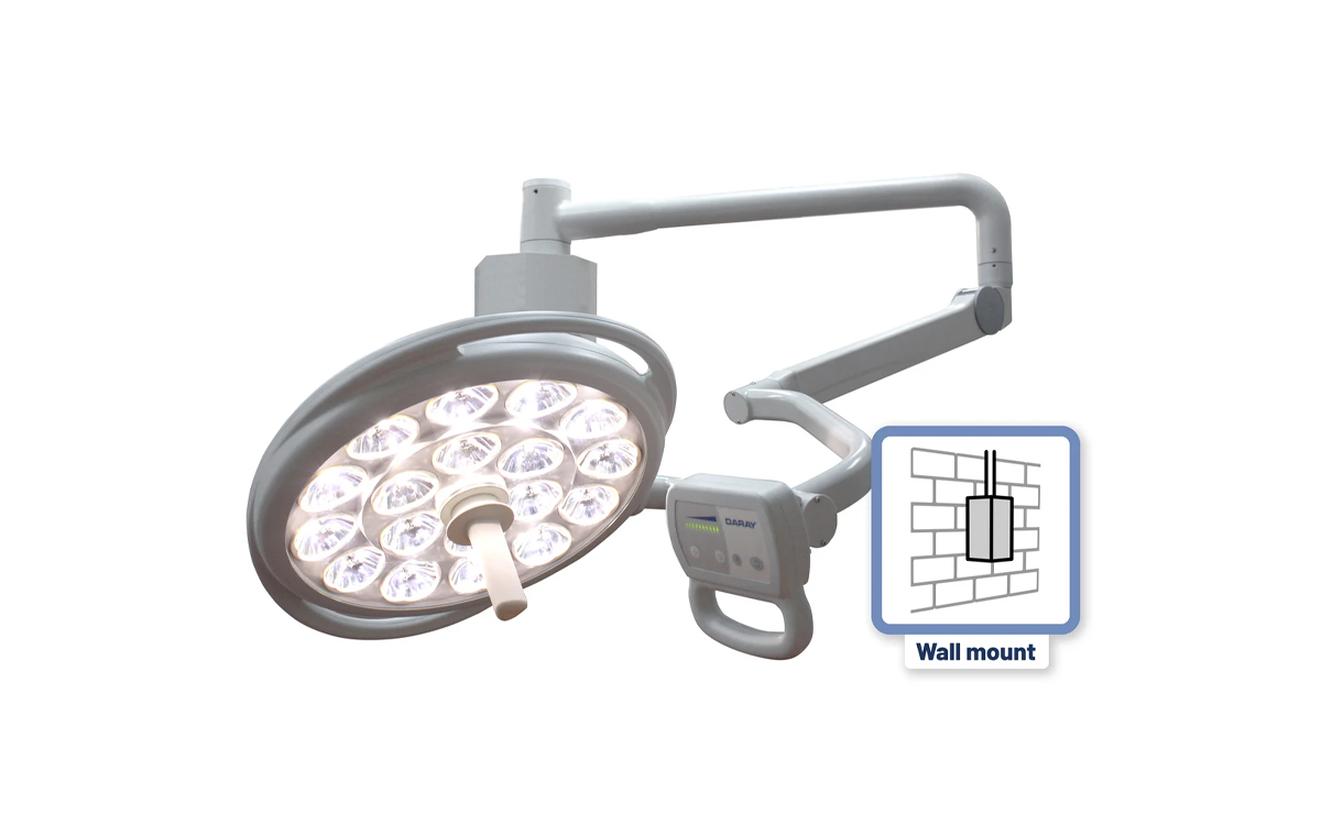 Single-Head Wall-Mount LED Surgical Light with Minimal Laminar-Flow Disturbance and Long-Reach Arm Mechanism