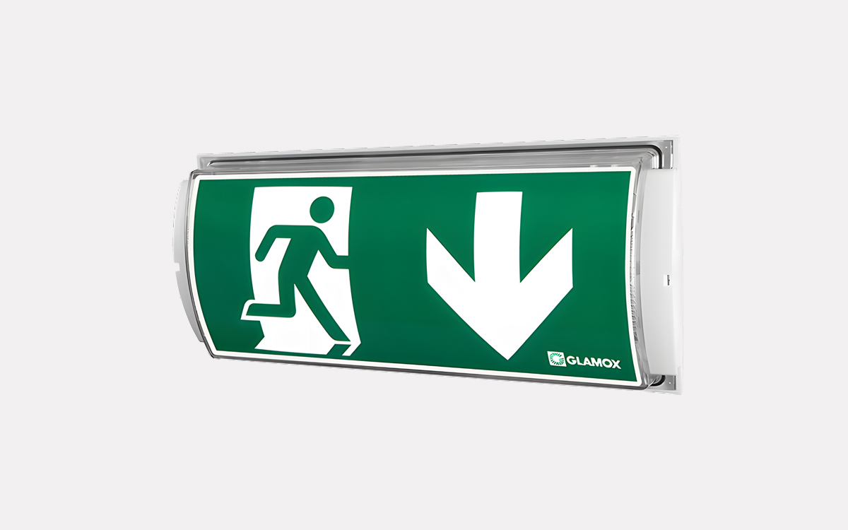 Single-Sided LED Emergency Exit Sign with Integrated Lead Light and Directional Legends