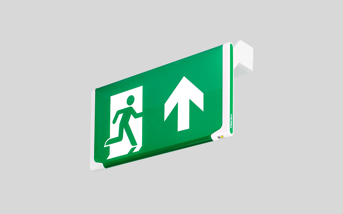 Smart Architectural Exit Sign with Integrated Downlight and 3-Hour Emergency Duration