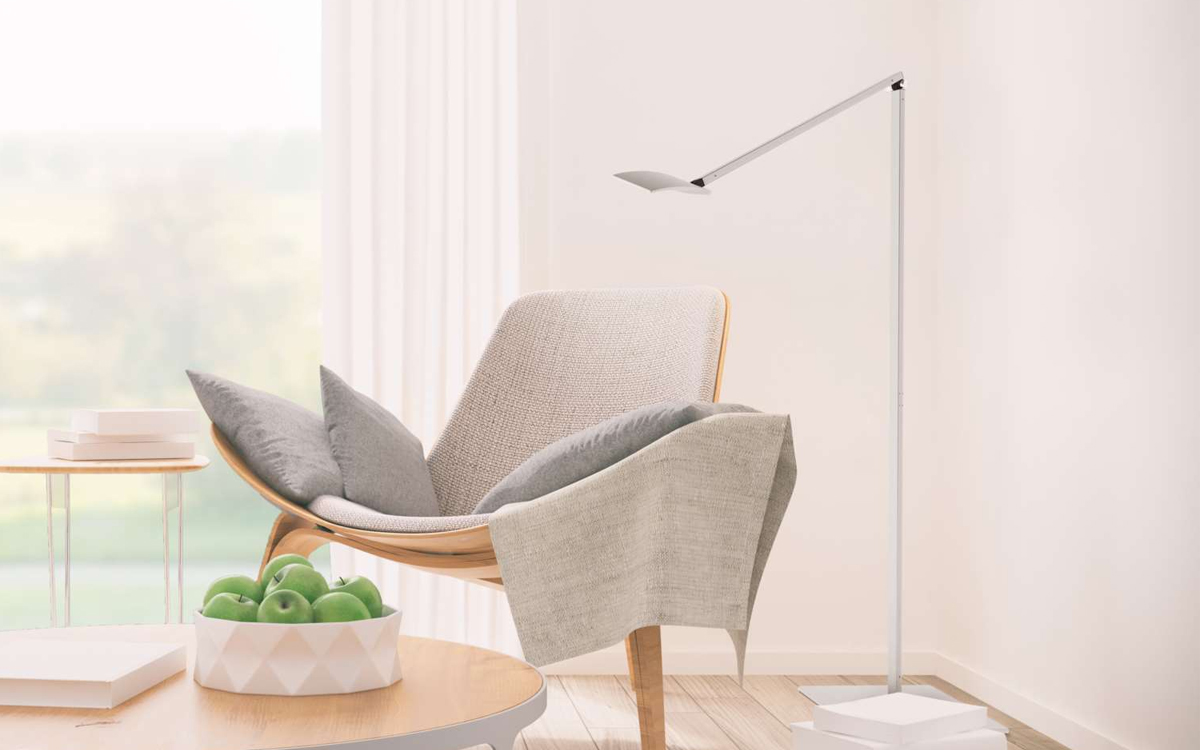 Smart LED Floor Lamp with Built-In Occupancy Sensor and Smooth Touchstrip Dimming
