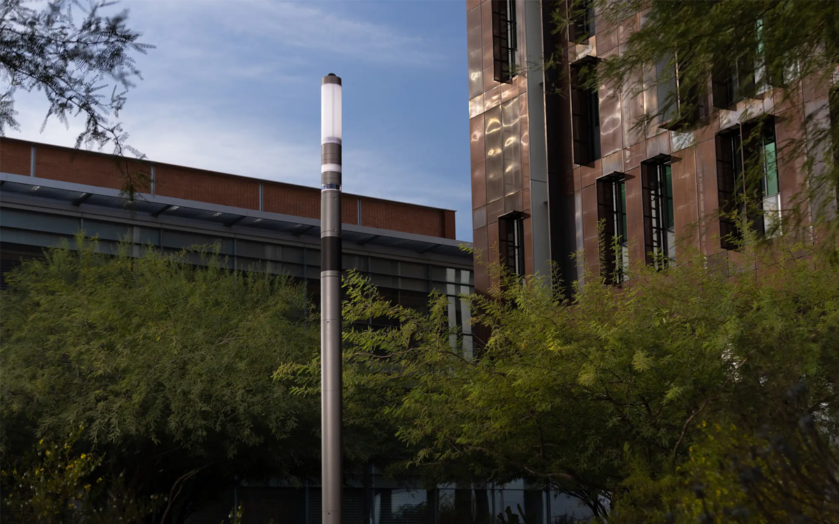 Smart Modular Outdoor Lighting Pole with Integrated Wi-Fi, Security Cameras, Motion Sensors, Communication Devices