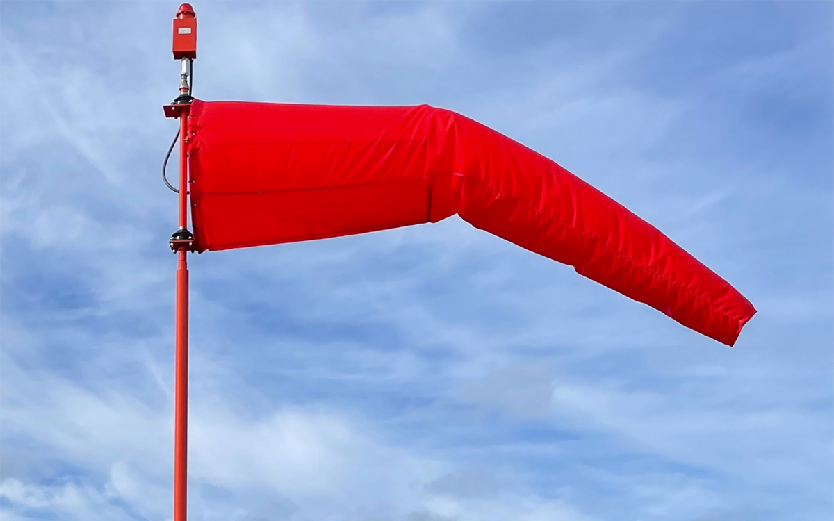 Solar-Powered LED Wind Cone System with Obstruction Light for Remote and Off-Grid Airfields