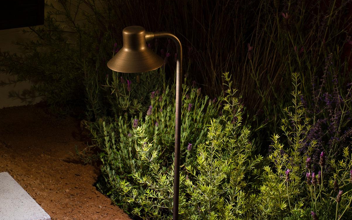 Solid Brass and Copper LED Landscape Path Light for Walkways, Gardens