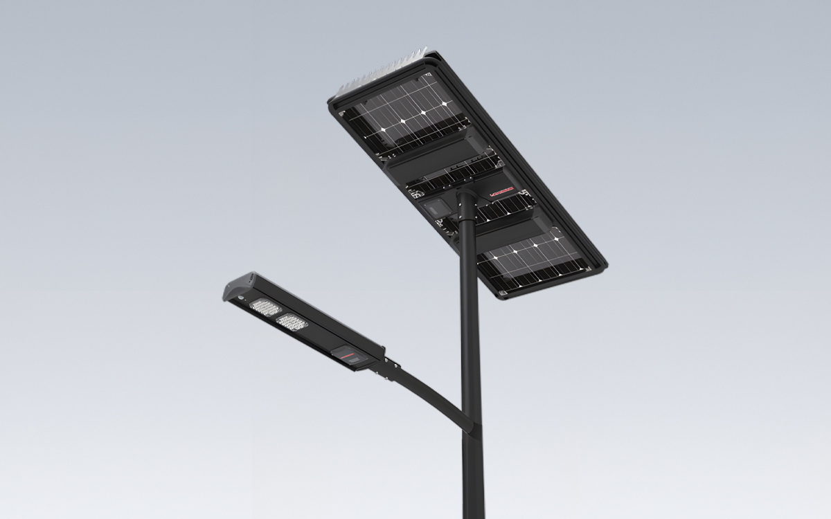 Split-Type Solar-Powered LED Street Light with Smart Charge Management and Wireless Control Option for Industrial and Coastal Applications