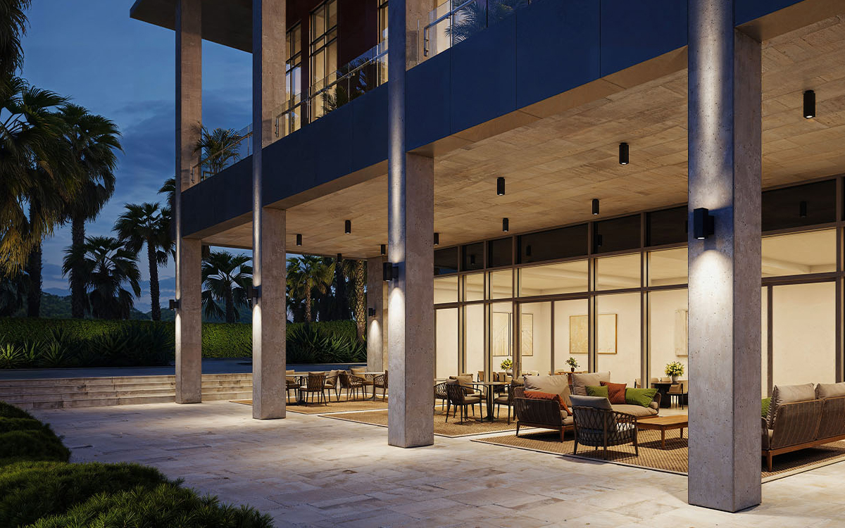 Square Multi-Volt Dimmable LED Outdoor Wall Light for Commercial and Urban Architectural Projects