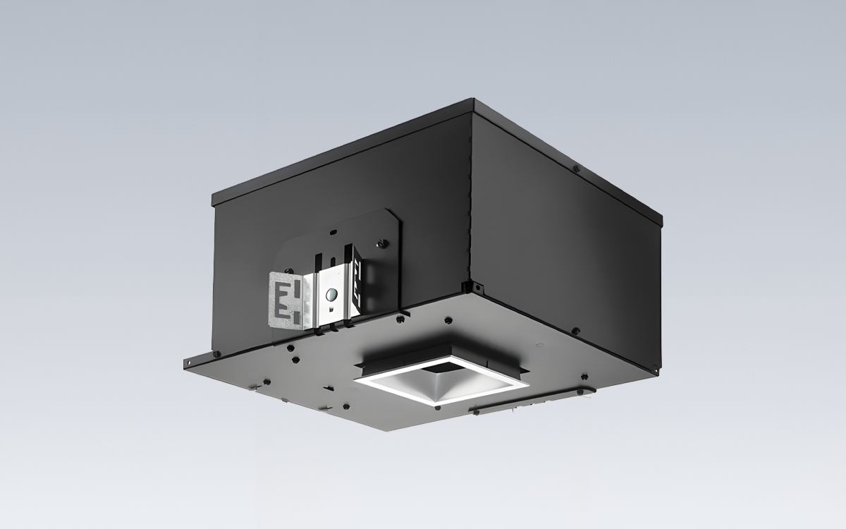 Square Recessed 4-Inch LED Downlight with Self-Flanged or Flangeless Trim for Metal, Wood, and Drywall Ceilings