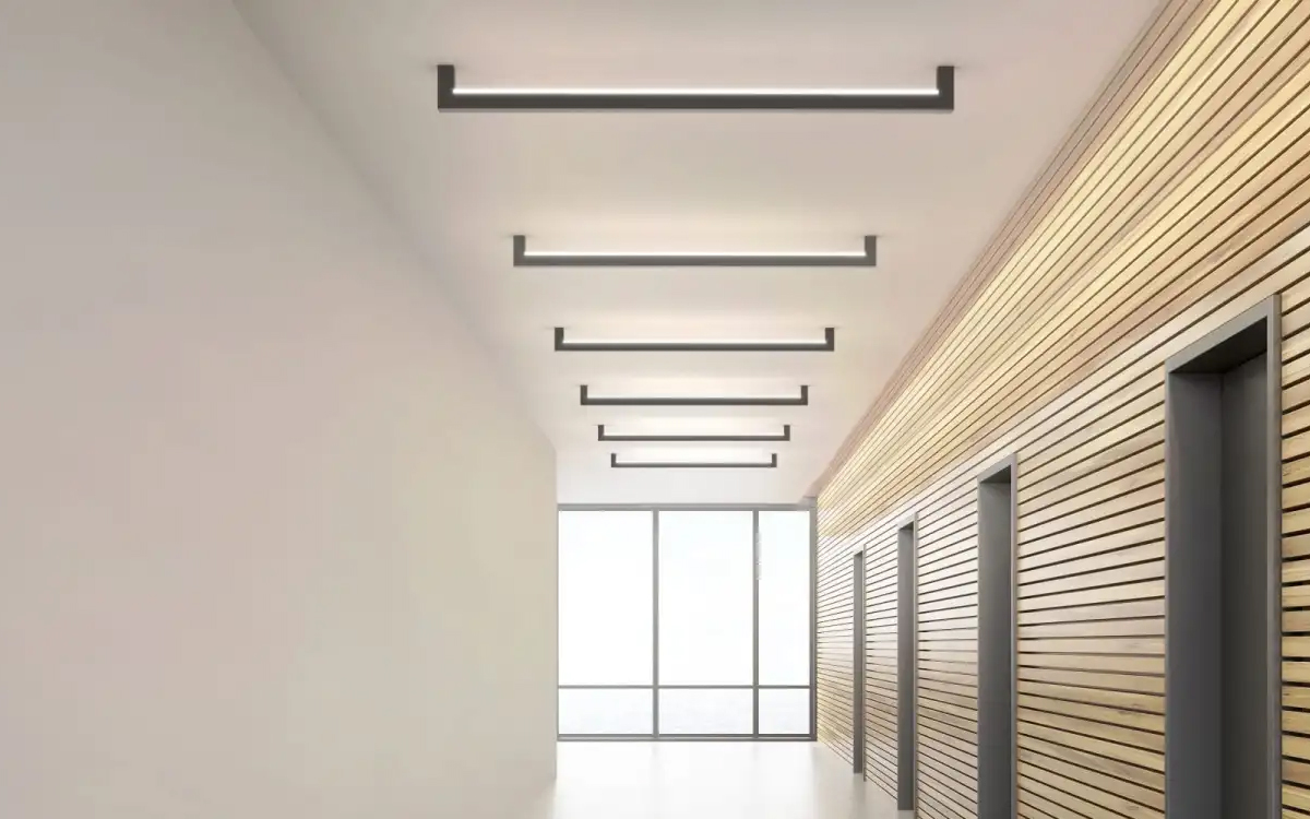 Surface-Mount Indirect LED Lighting Fixture with Lutron, DALI, DMX, and 0-10V Dimming Control Integration