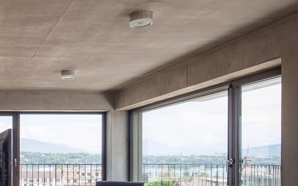 Surface-Mount LED Downlight with Partially Frosted Crystal Glass and Wide Beam Output