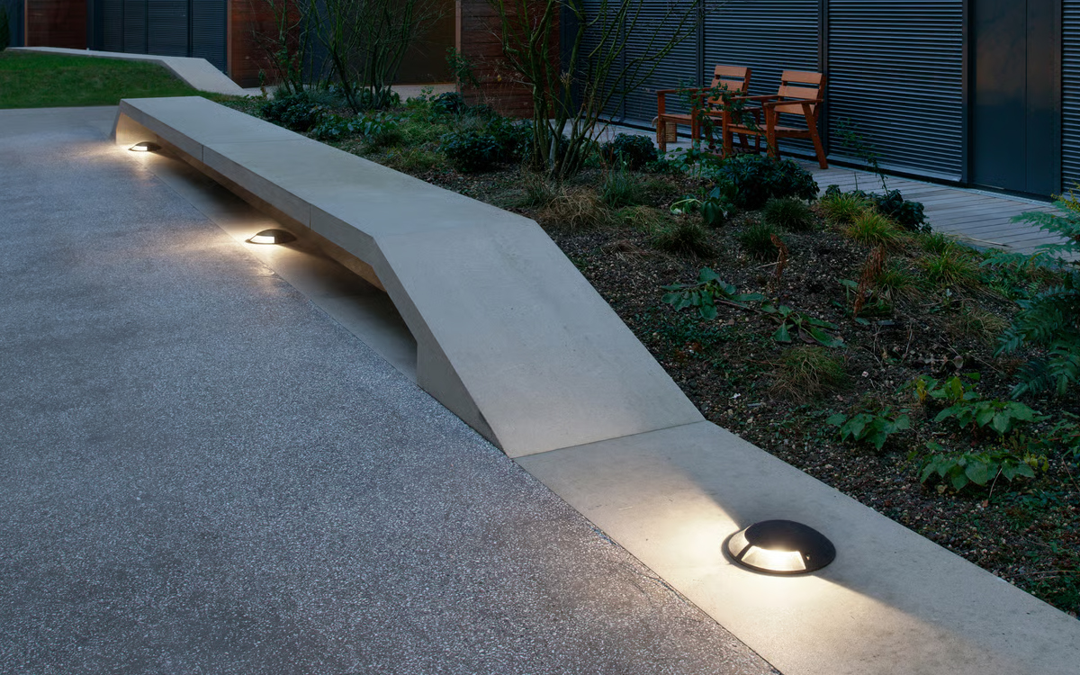Surface-Mount Outdoor Ground Light for Walkways, Plazas, and Pedestrian Areas