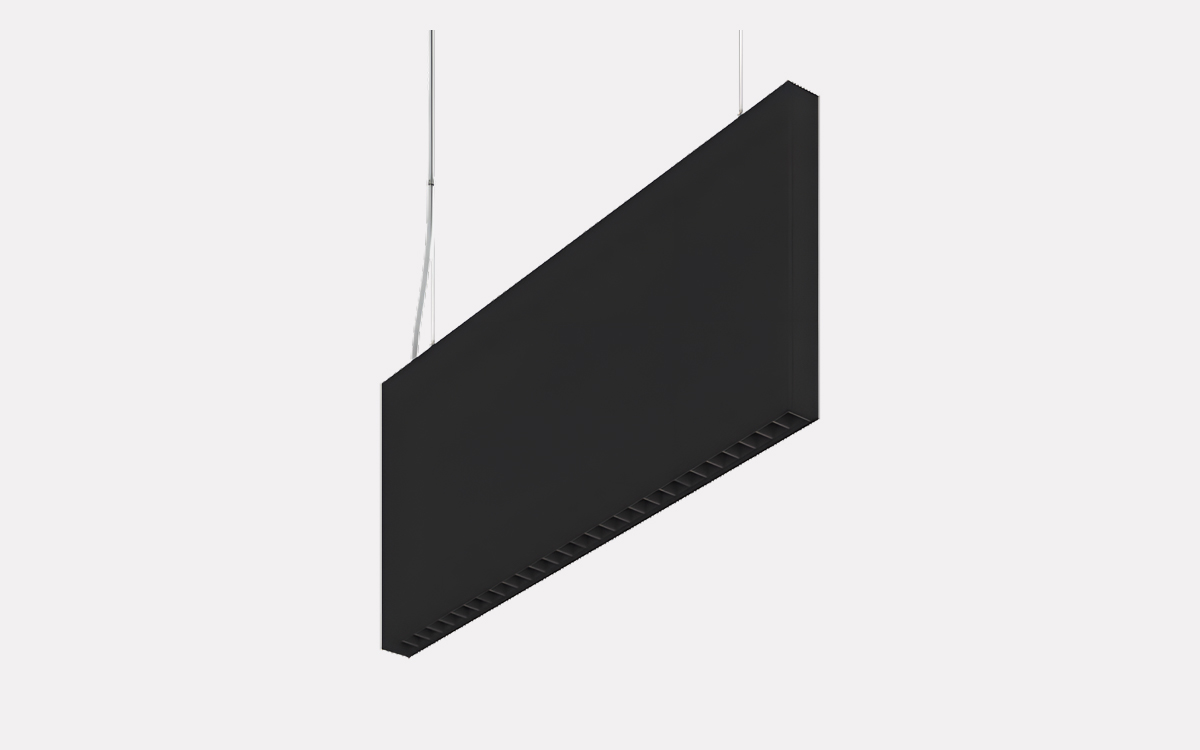 Suspended LED Acoustic Light with Glare Control Optics and Sound Absorbing PET Panels