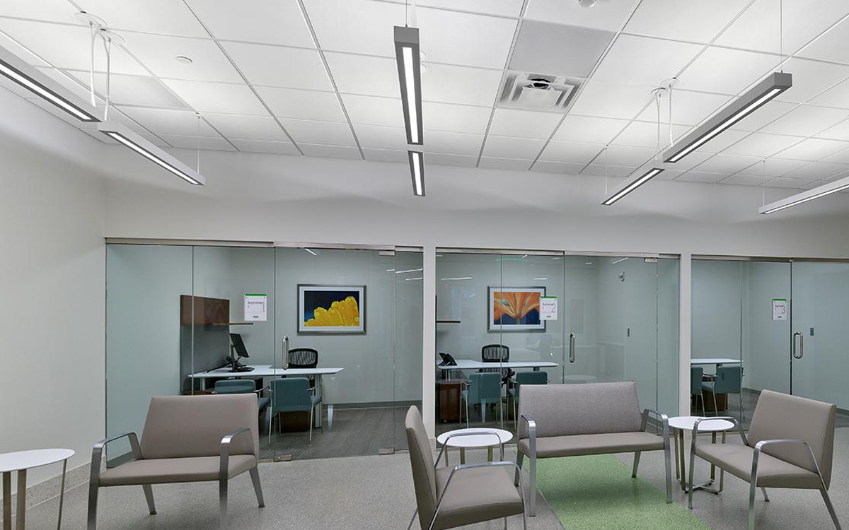 Suspended LED Linear Light Fixture for Offices, Conference Rooms, and Educational Environments