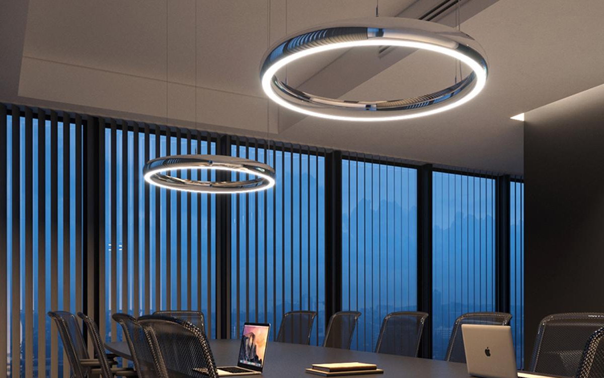 Suspended LED Ring Light Fixture with Tunable White and RGBW Color Options