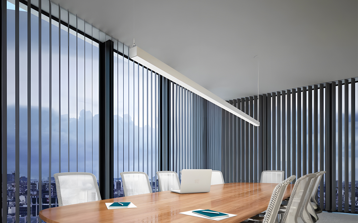 Suspended Linear LED Light Fixture with PoE and Wireless Sensor Integration