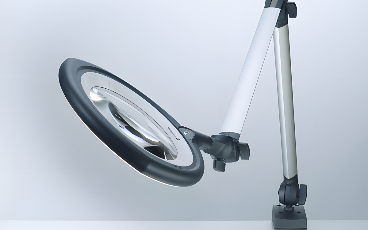 TEVISIO Adjustable Magnifier Desk Lamp with 6 Diopter Lens Option for Close-Up Industrial Work