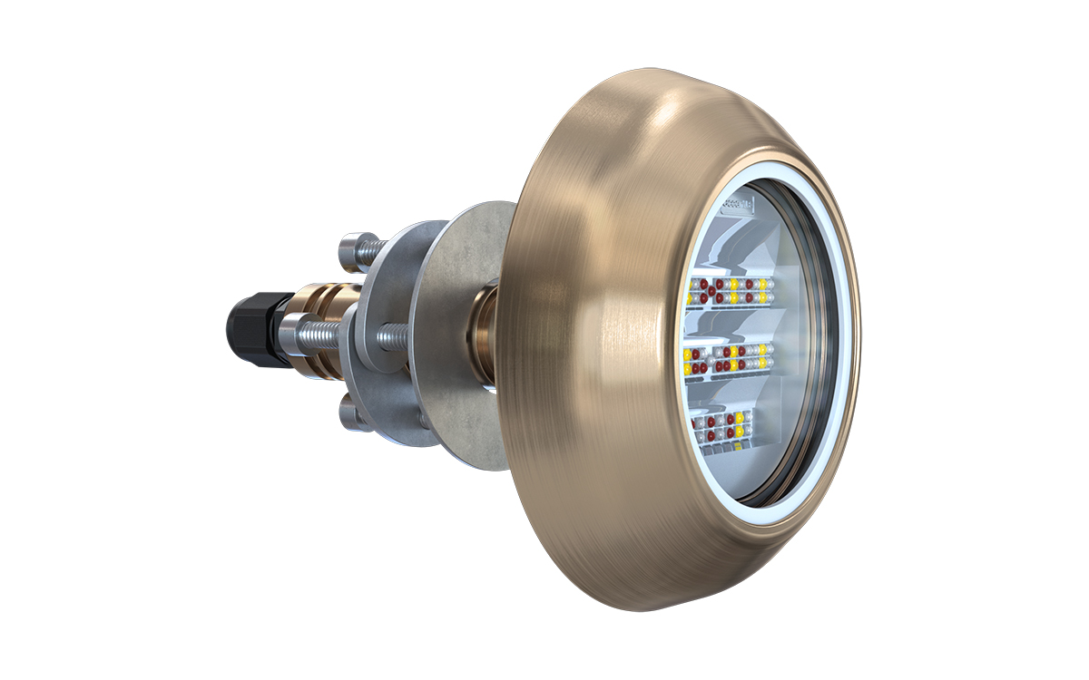 Thru-Hull Underwater LED Boat Light with Multizone DMX Bridge and Remote Control Options