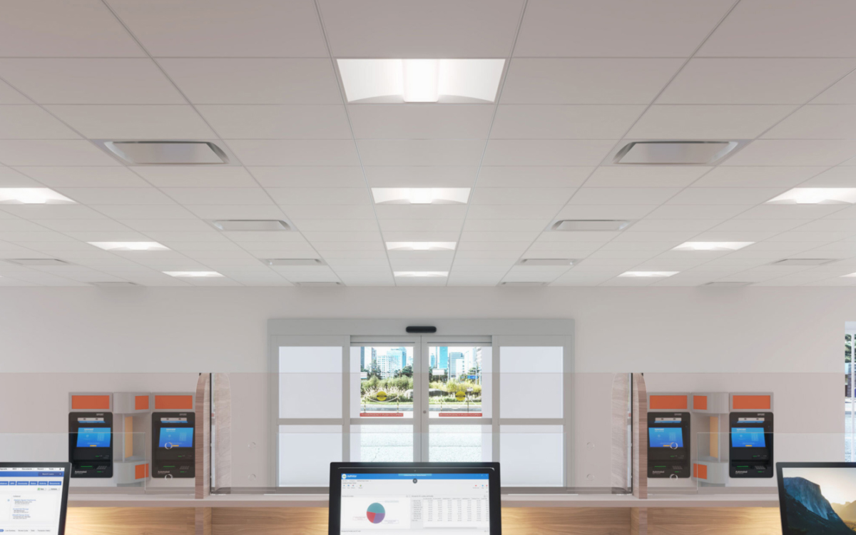 Triple-Lens Recessed LED Troffer with BIOS and Tunable White Lighting