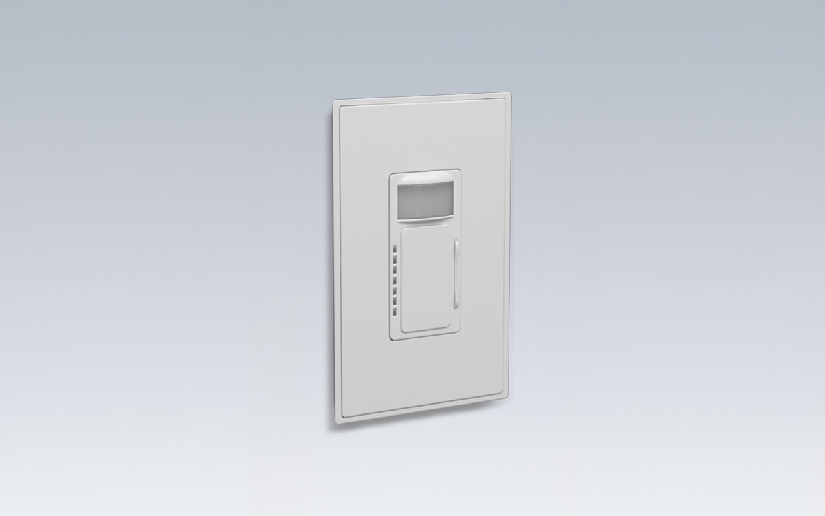 Wall-Mounted Keypad Dimmer Switch with PIR Occupancy Sensor and Bluetooth Mesh Connectivity for Indoor Lighting Control