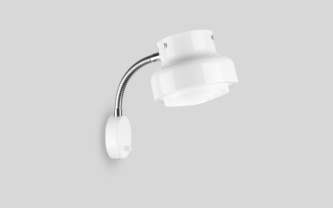 Wall Mounted Lamp with Directable Flexible Arm and Rotational Dimmer Control