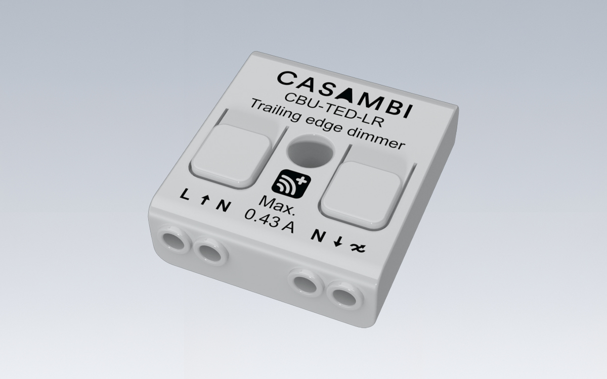 Wireless Casambi Bluetooth Long-Range Trailing Edge Dimmer for LED Drivers with Sensor Input and Smart Lighting Control