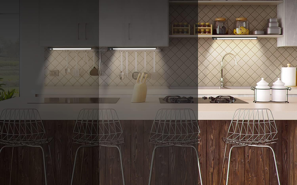 Yeelight Rechargeable Under Cabinet Lights with Motion Sensor for Kitchens, Closets, Stairways, and Hallways