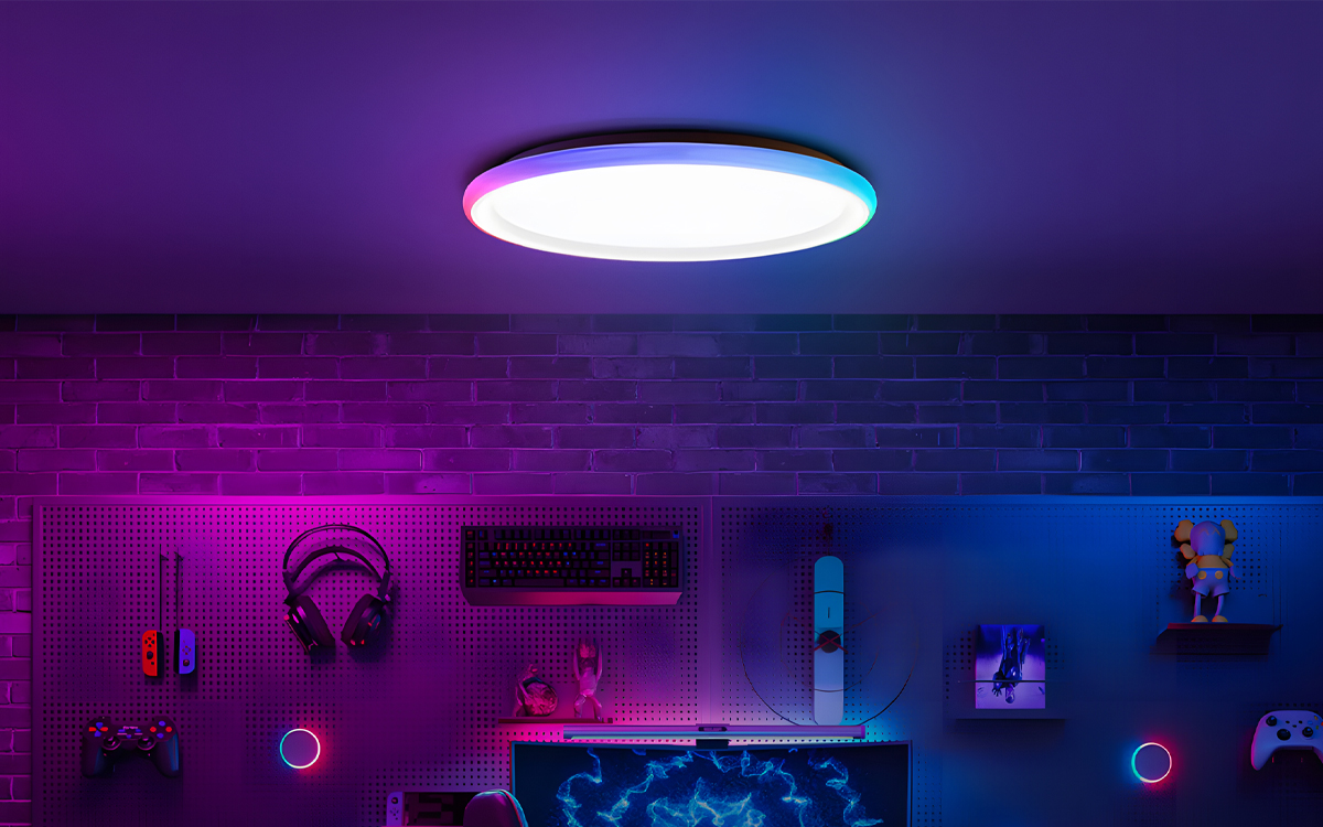 Yeelight Smart Edge-Lit Ceiling Light with Tunable White and RGB Ambient Lighting for Immersive Gaming and Entertainment Atmospheres